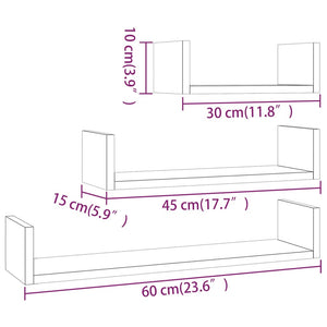 Mensole Espositive a Parete 3pz Grigio Sonoma Legno Multistrato cod mxl 52773