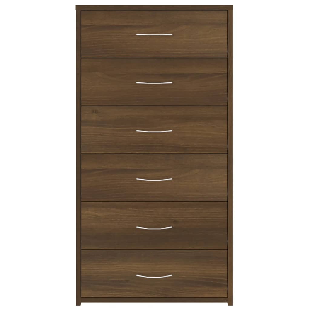 Credenza 6 Cassetti Rovere Marrone 50x34x96cm Legno Multistrato 815365