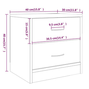 Comodini Rovere Fumo 2pz 40x30x40 cm in Legno Ingegnerizzato cod mxl 30410