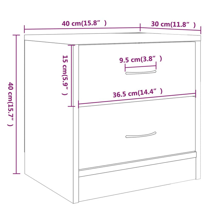 Comodini Rovere Fumo 2pz 40x30x40 cm in Legno Ingegnerizzato cod mxl 30410