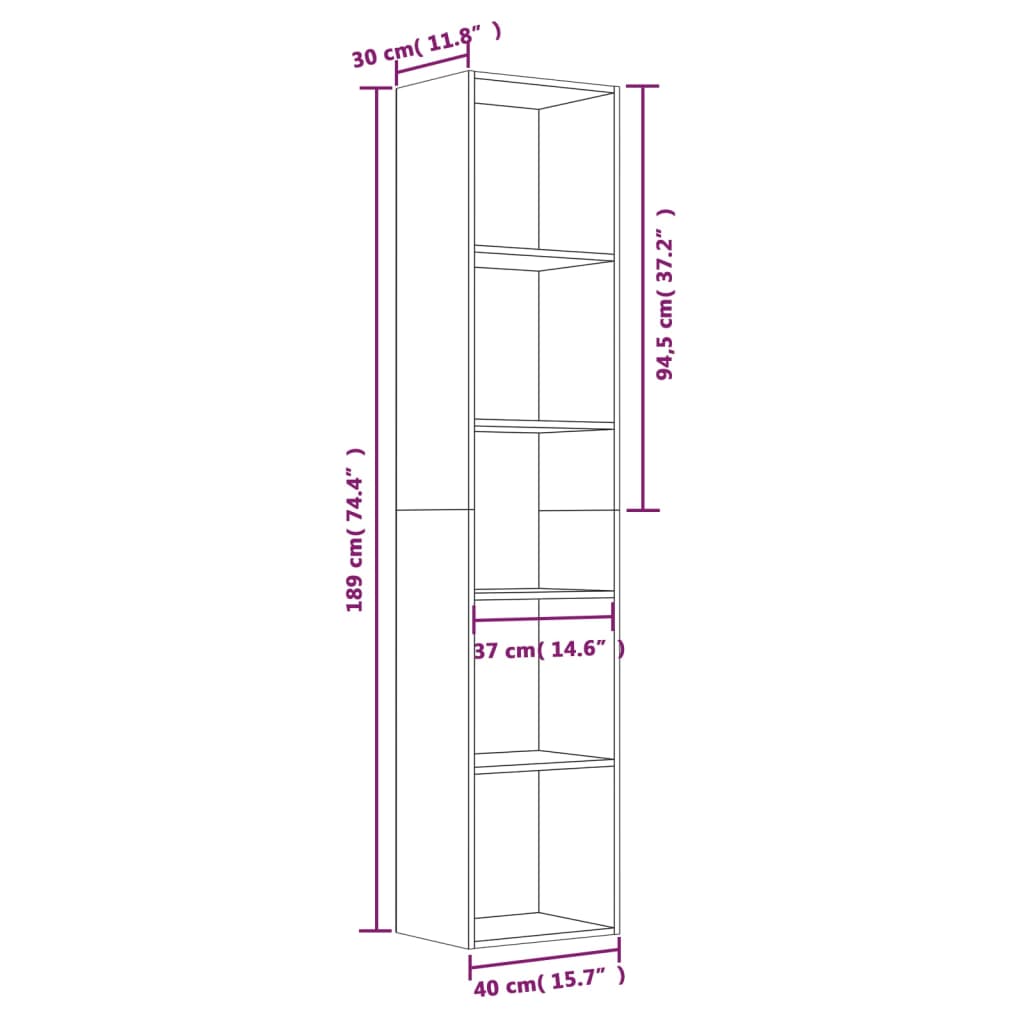 Libreria Rovere Marrone 40x30x189 cm in Legno Multistrato cod mxl 66275