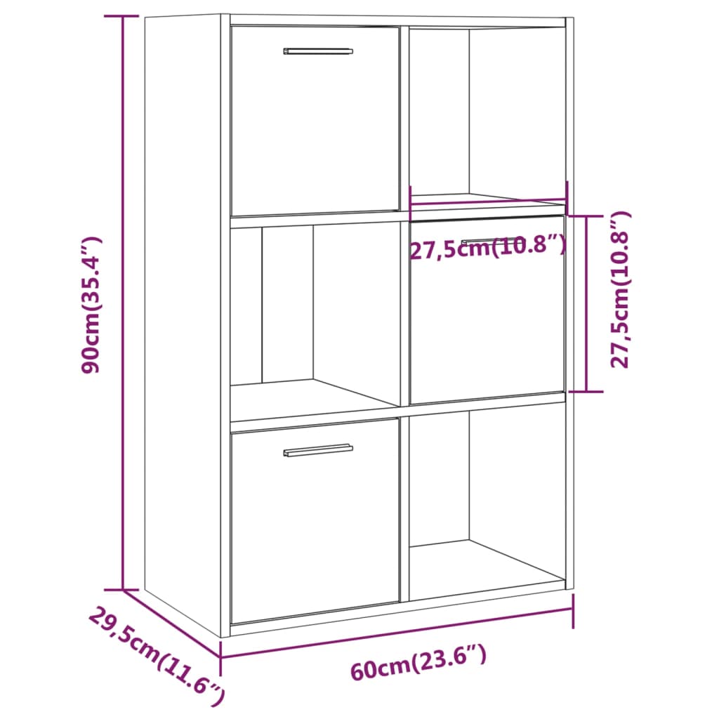 Mobile Contenitore in Rovere Fumo 60x29,5x90 cm 815453