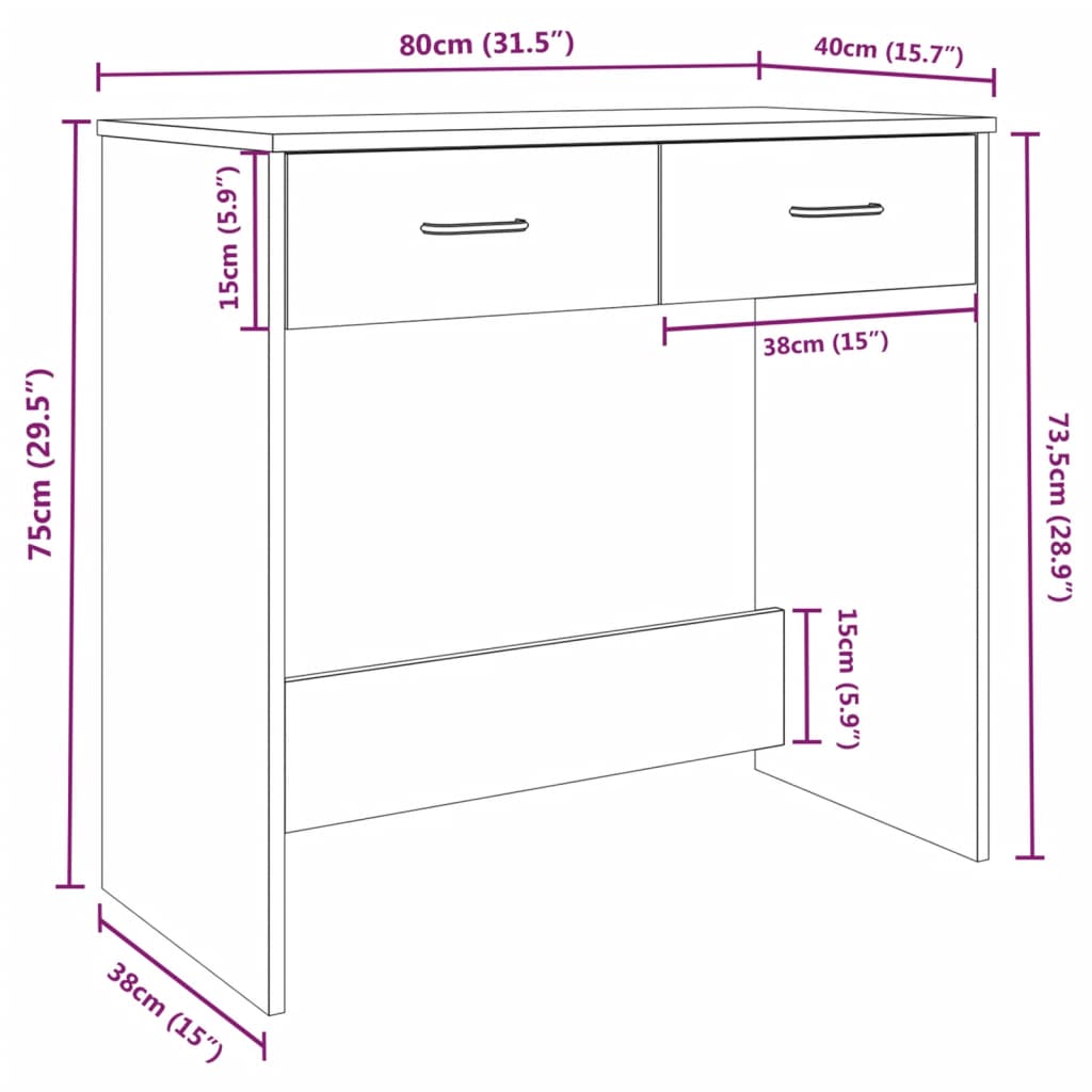 Scrivania Rovere Fumo 80x40x75 cm in Legno Multistrato cod mxl 68722