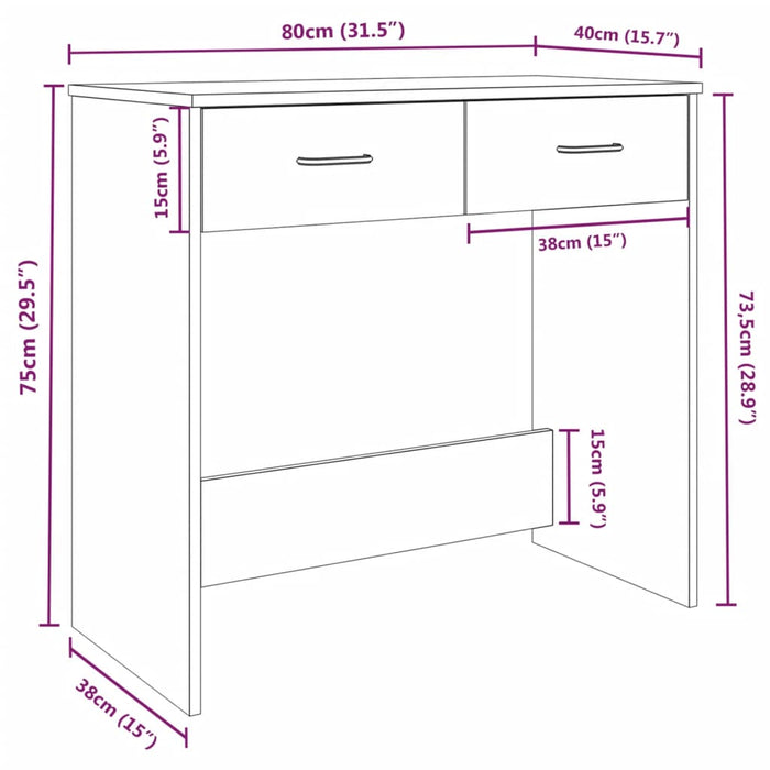 Scrivania Rovere Fumo 80x40x75 cm in Legno Multistrato cod mxl 68722