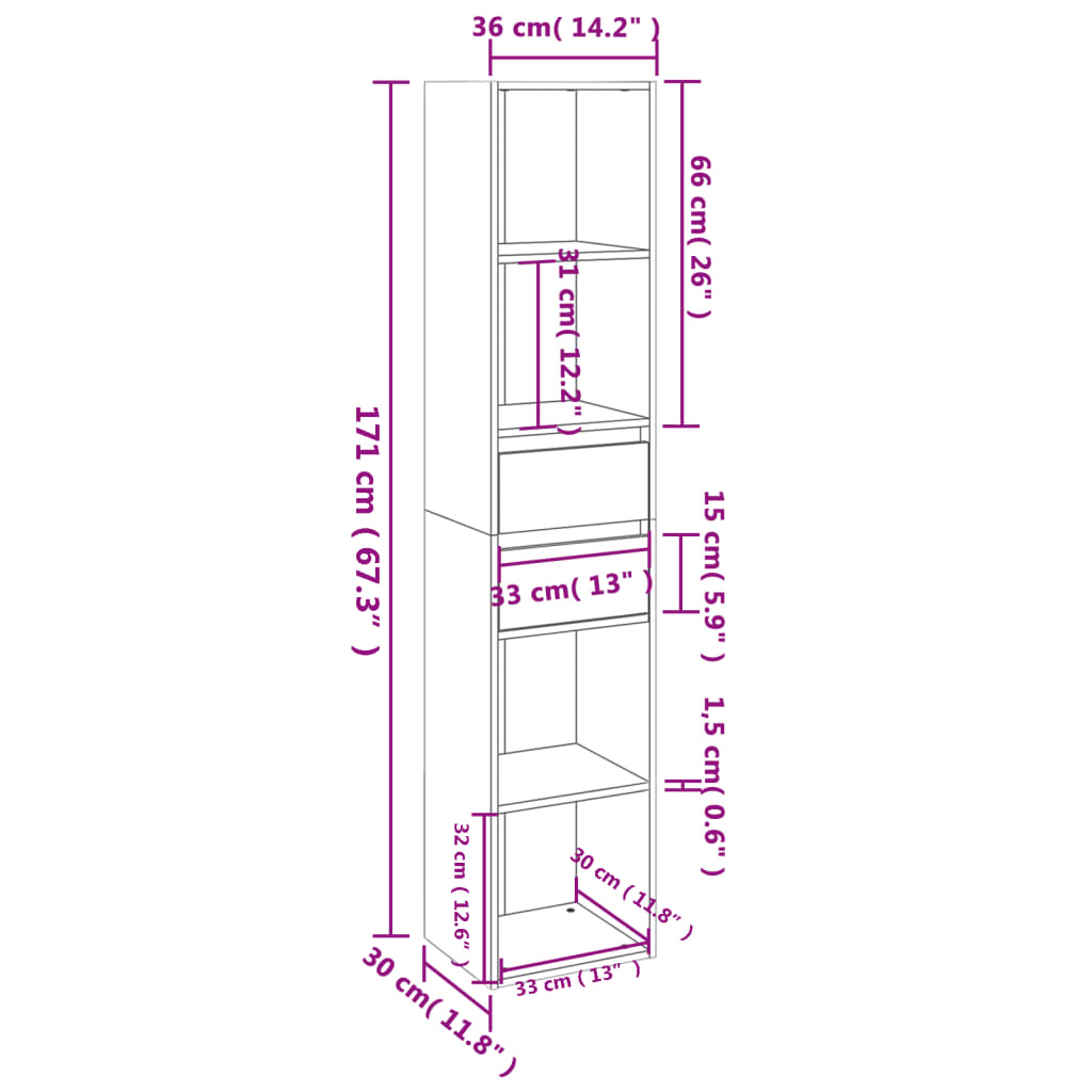 Libreria Grigio Sonoma 36x30x171 cm in Legno Multistrato cod mxl 12993