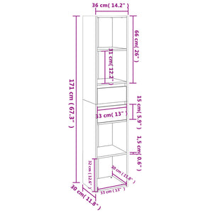 Libreria Grigio Sonoma 36x30x171 cm in Legno Multistrato cod mxl 12993