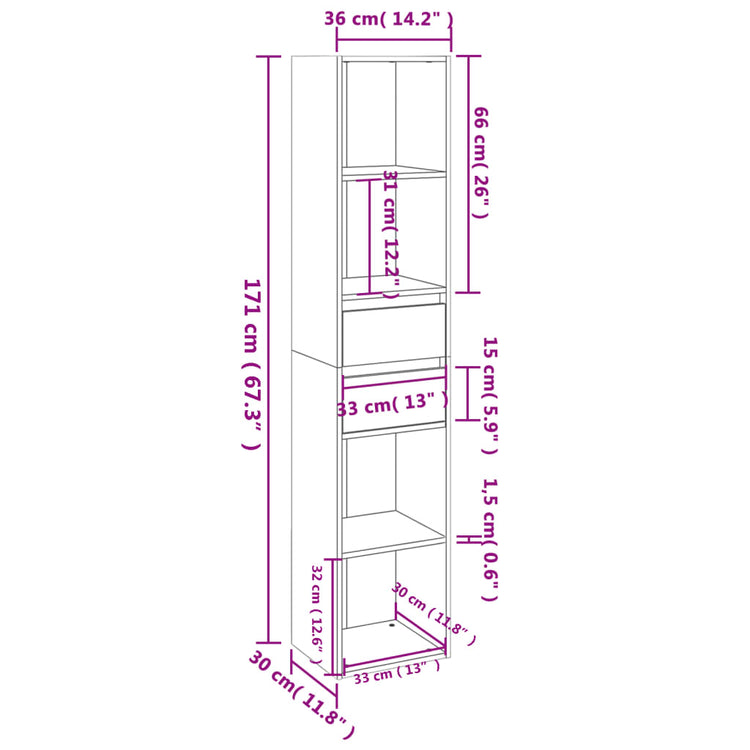 Libreria Grigio Sonoma 36x30x171 cm in Legno Multistrato cod mxl 12993