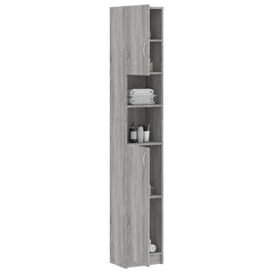 Armadietto Bagno Grigio Sonoma 32x25,5x190 cm Legno Multistrato 815538