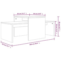 Set Tavolini Salotto Rovere Fumo 100x48x40 cm Legno Multistrato 815546