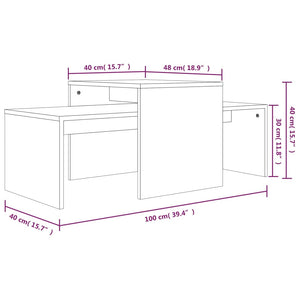 Set Tavolini Salotto Rovere Fumo 100x48x40 cm Legno Multistrato 815546