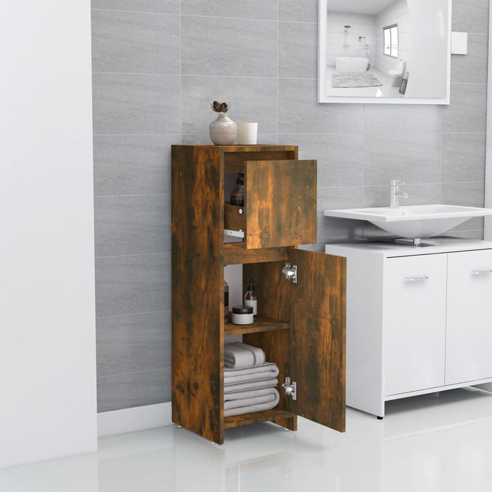 Armadietto Bagno Rovere Fumo 30x30x95 cm in Legno Multistrato cod mxl 20969