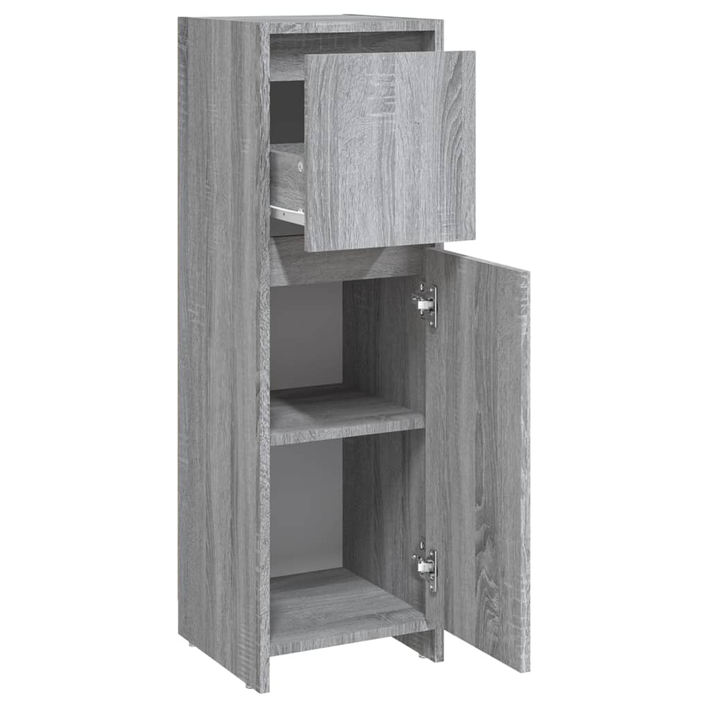 Armadietto Bagno Grigio Sonoma 30x30x95 cm in Legno Multistrato 815553