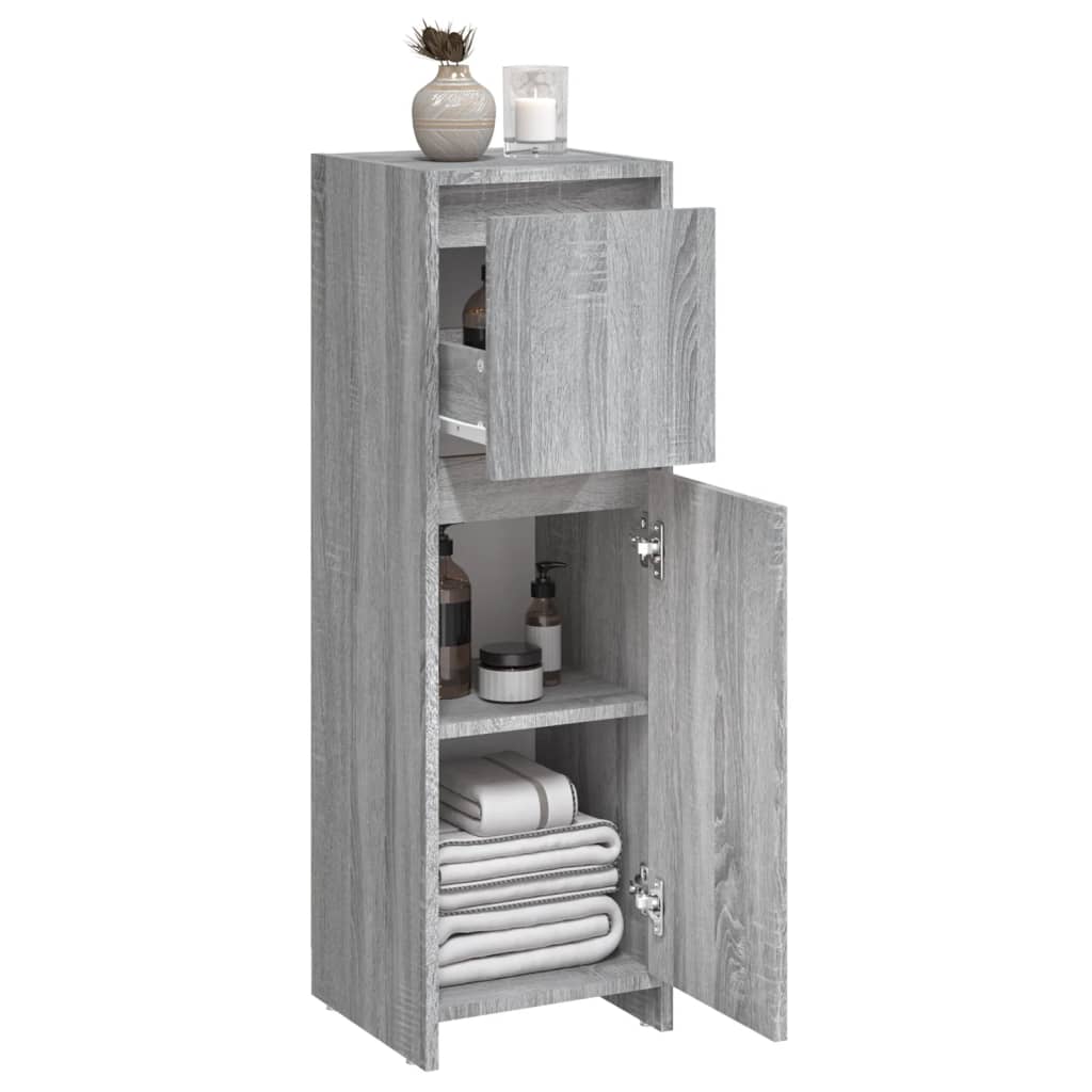 Armadietto Bagno Grigio Sonoma 30x30x95 cm in Legno Multistrato cod mxl 13267