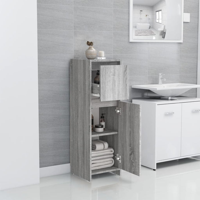 Armadietto Bagno Grigio Sonoma 30x30x95 cm in Legno Multistrato cod mxl 13267