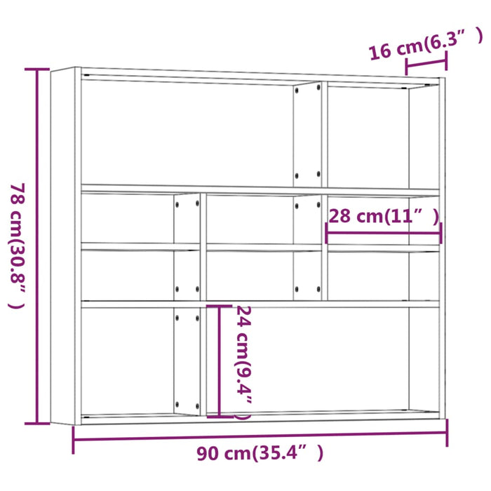 Mensola a Muro Rovere Fumo 90x16x78 cm in Legno Multistrato 815558