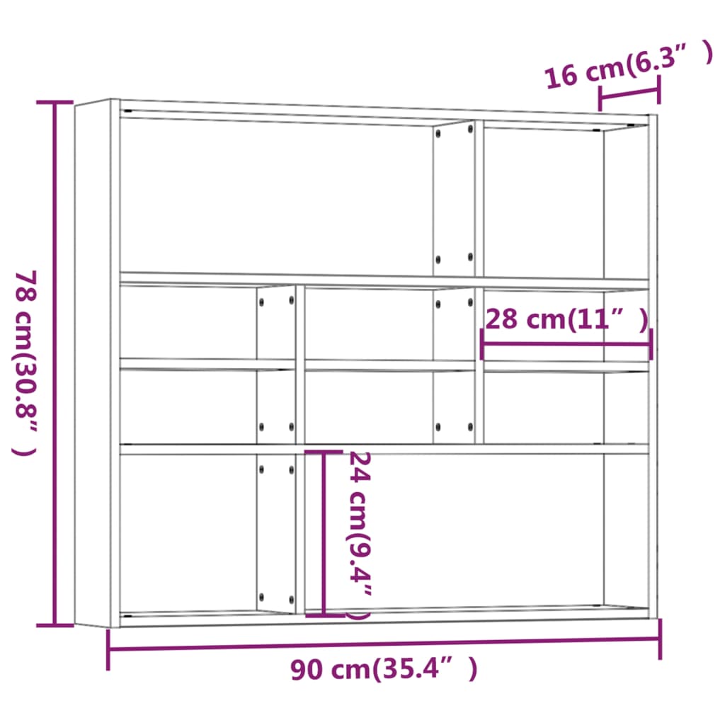 Mensola a Muro Grigio Sonoma 90x16x78 cm in Legno Multistrato 815559