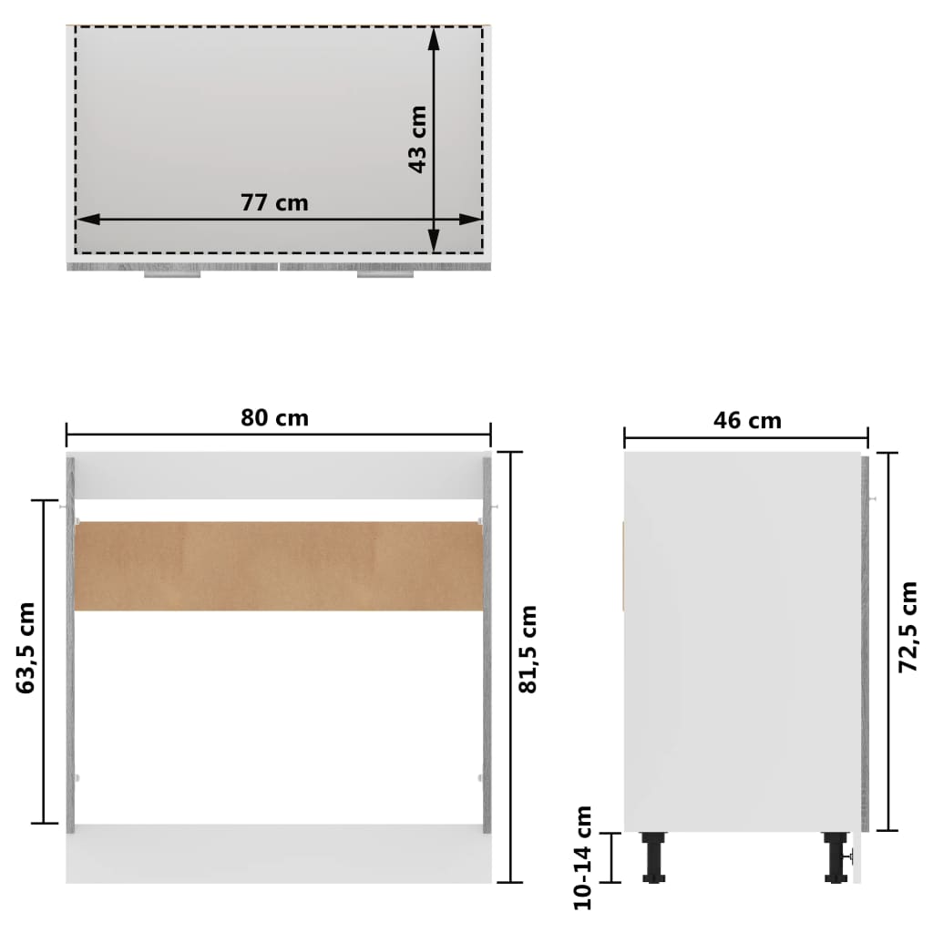 Mobiletto Grigio Sonoma 80x46x81,5 cm in Legno Multistrato 815565