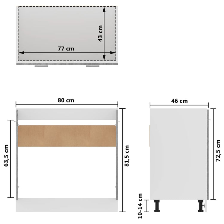 Mobiletto Grigio Sonoma 80x46x81,5 cm in Legno Multistrato 815565