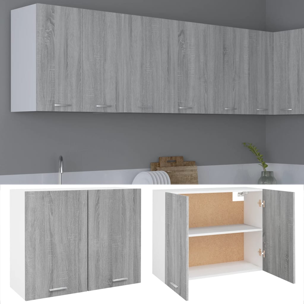 Mobile Pensile Grigio Sonoma 80x31x60 cm in Legno Multistrato 815589