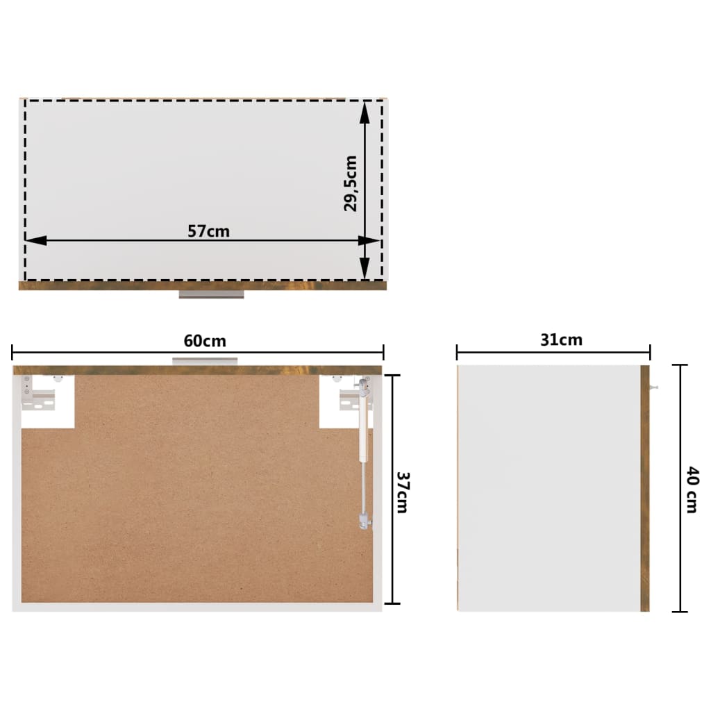 Mobile Pensile Rovere Fumo 60x31x40 cm in Legno Ingegnerizzato cod mxl 71875