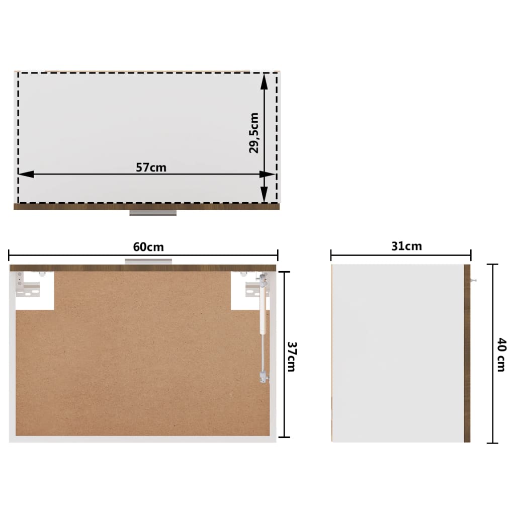 Mobile Pensile Rovere Marrone 60x31x40 cm in Legno Multistrato 815593