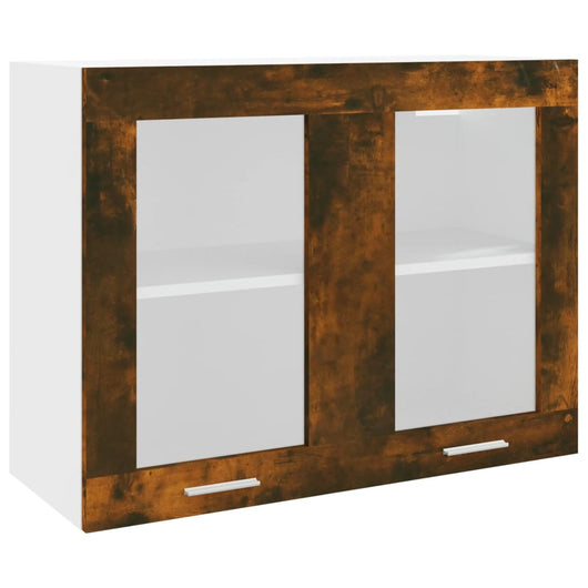 Mobile Pensile Vetro Rovere Fumo 80x31x60 cm Legno Multistrato cod mxl 67568