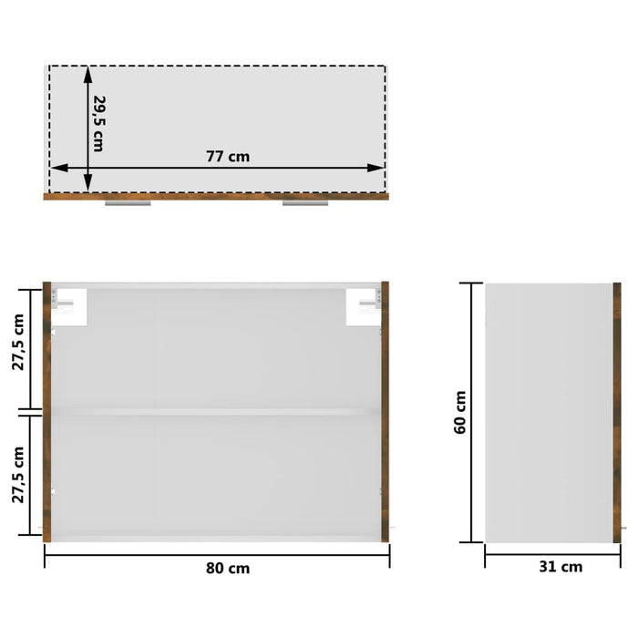 Mobile Pensile Rovere Fumo 80x31x60 cm in Legno Multistrato 815594