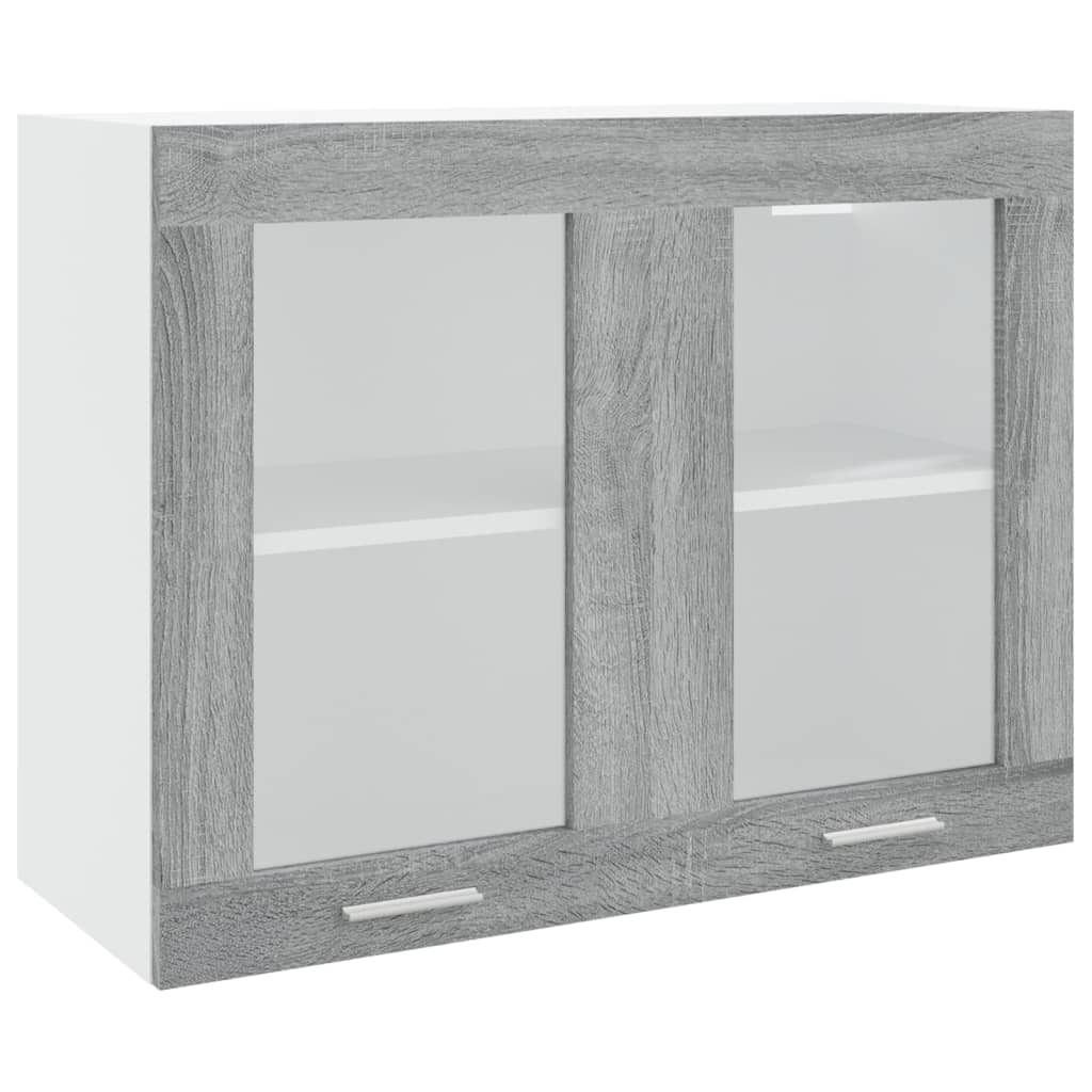 Mobile Pensile Vetro Grigio Sonoma 80x31x60cm Legno Multistrato 815595