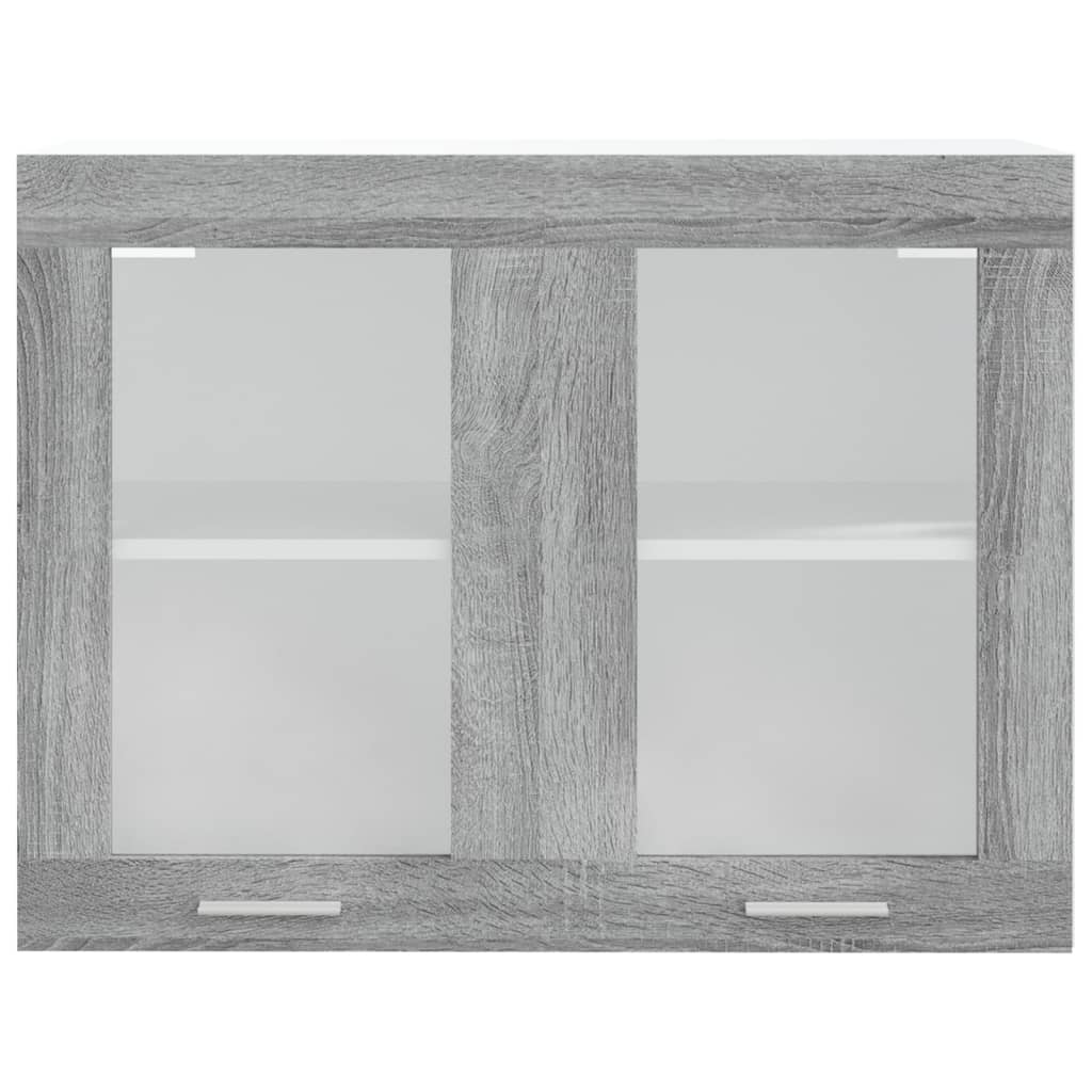 Mobile Pensile Vetro Grigio Sonoma 80x31x60cm Legno Multistrato 815595