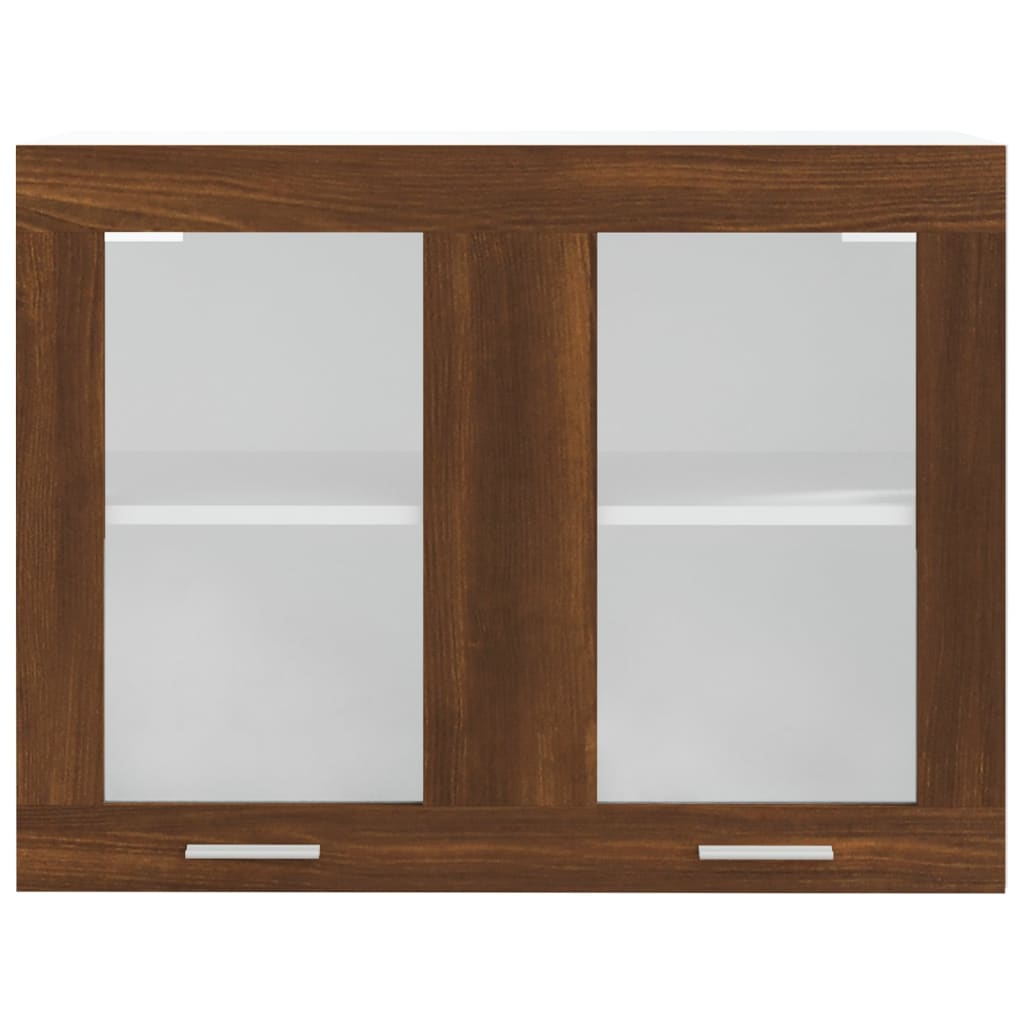 Mobile Pensile Vetro Rovere Marrone 80x31x60 cm in Multistrato 815596