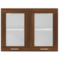 Mobile Pensile Vetro Rovere Marrone 80x31x60 cm in Multistrato 815596