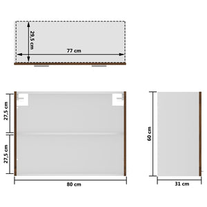 Mobile Pensile Vetro Rovere Marrone 80x31x60 cm in Multistrato 815596