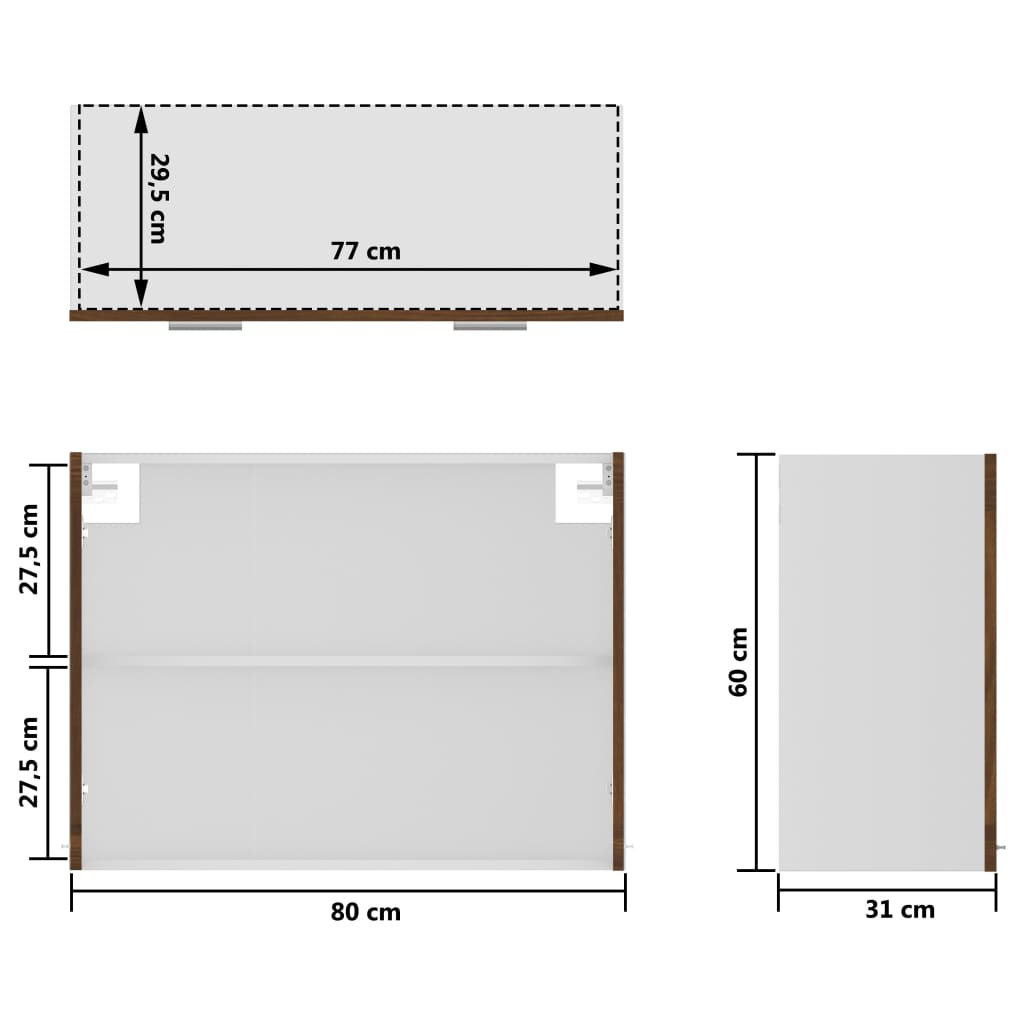 Mobile Pensile Vetro Rovere Marrone 80x31x60 cm in Multistrato cod mxl 73415