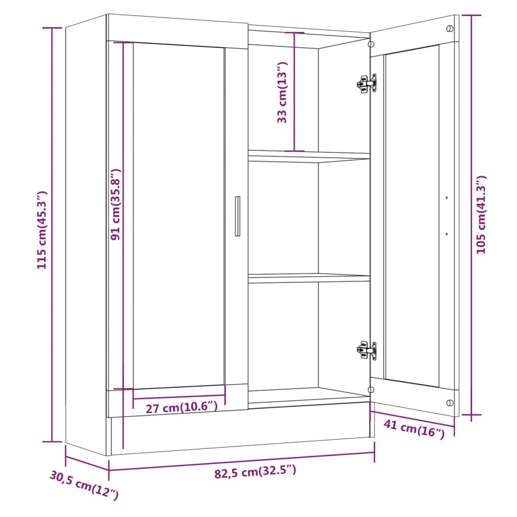 Mobile Vetrina Rovere Fumo 82,5x30,5x115cm in Legno Multistrato cod mxl 24928