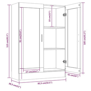 Mobile Vetrina Rovere Fumo 82,5x30,5x115cm in Legno Multistrato 815618