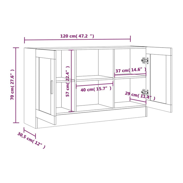 Mobile Vetrina Grigio Sonoma 120x30,5x70 cm Legno Multistrato cod mxl 7720