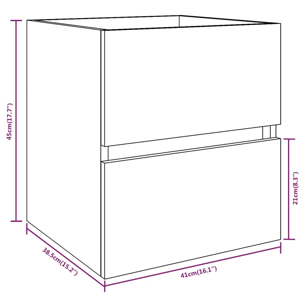 Mobile Lavabo Rovere Fumo 41x38,5x45 cm in Legno Multistrato 815645