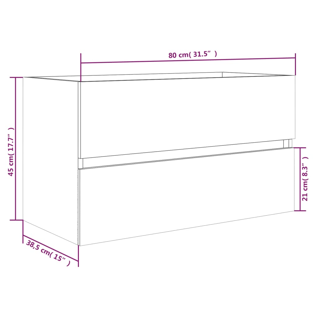 Mobile Sottolavabo Rovere Fumo 80x38,5x45 cm Legno Multistrato cod mxl 12516