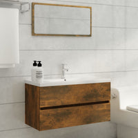 Mobile Sottolavabo Rovere Fumo 90x38,5x45 cm Legno Multistrato 815654