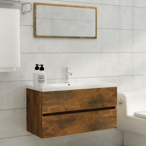 Mobile Sottolavabo Rovere Fumo 90x38,5x45 cm Legno Multistrato 815654