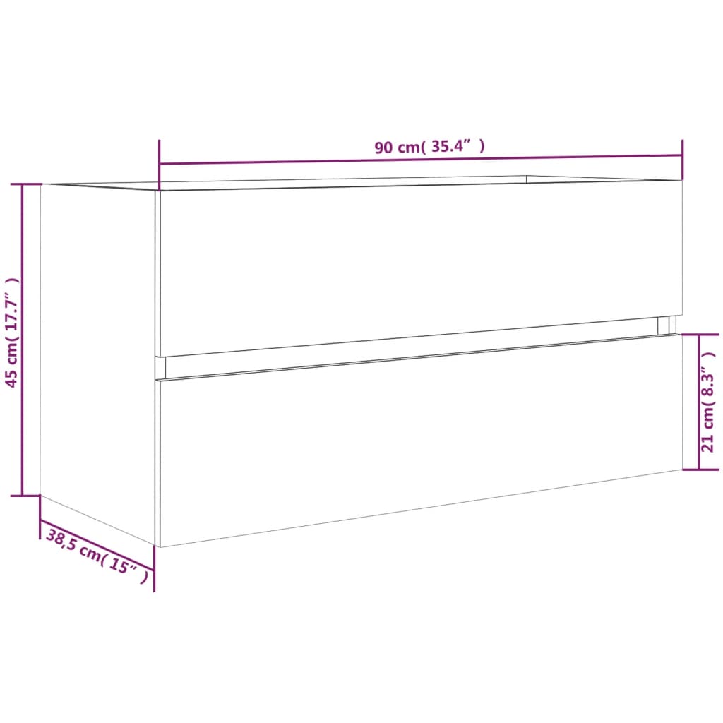 Mobile Sottolavabo Rovere Fumo 90x38,5x45 cm Legno Multistrato 815654