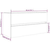 Mobile Sottolavabo Rovere Fumo 90x38,5x45 cm Legno Multistrato 815654