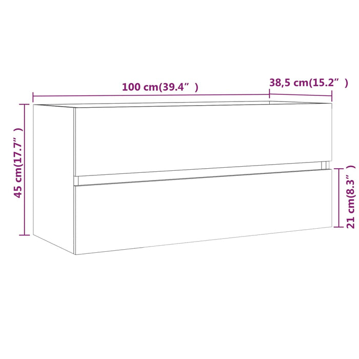 Mobile Lavabo Rovere Fumo 100x38,5x45 cm Legno Multistrato cod mxl 25353