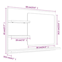 Specchio da Bagno Rovere Marrone 60x10,5x45cm Legno Multistrato cod mxl 77697