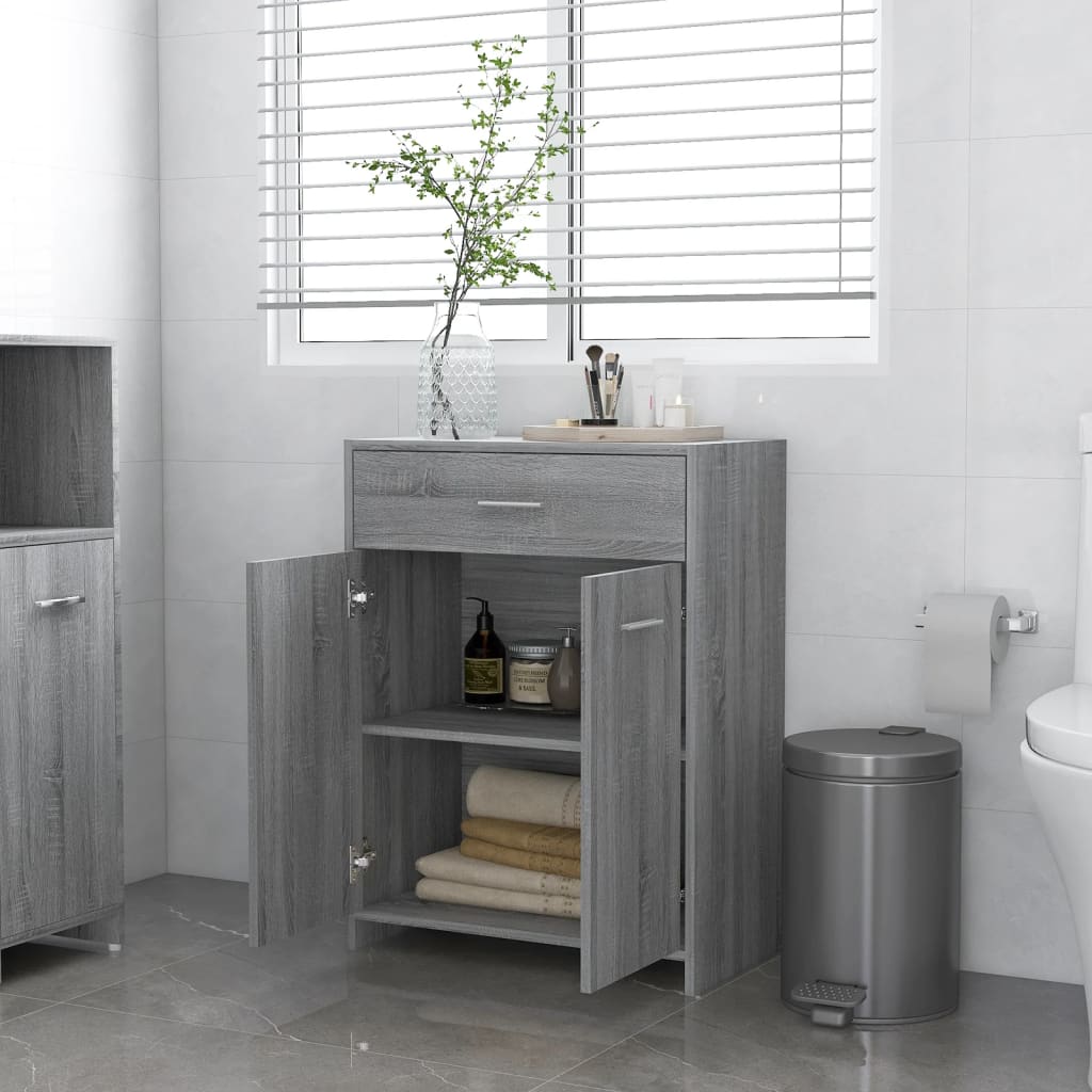 Armadietto Bagno Grigio Sonoma 60x33x80 cm in Legno Multistrato