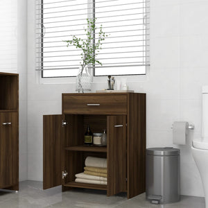 Armadietto Bagno Rovere Marrone 60x33x80cm Legno Ingegnerizzato cod mxl 13613