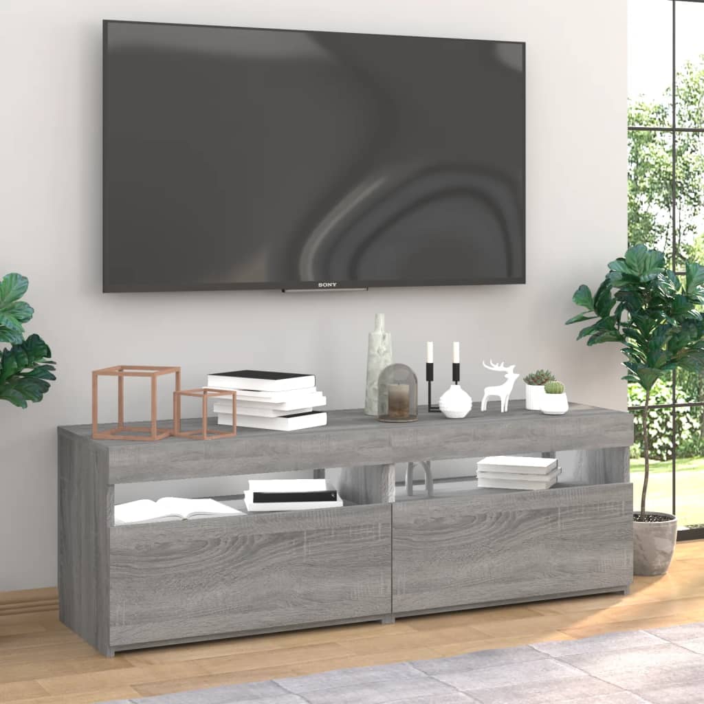 Mobili TV con Luci LED 2 pz Grigio Sonoma 60x35x40 cm