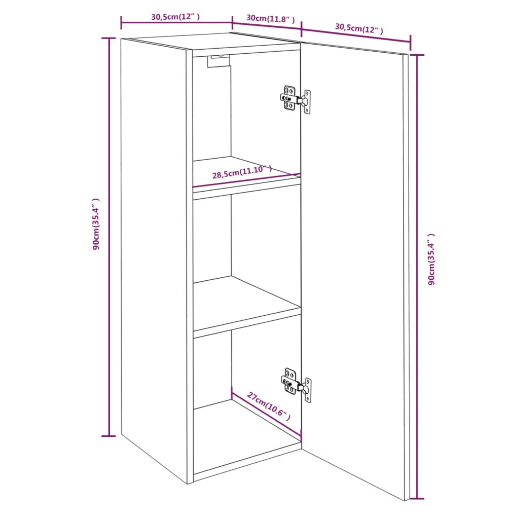 Mobile TV Rovere Fumo 30,5x30x90 cm in Legno Ingegnerizzato