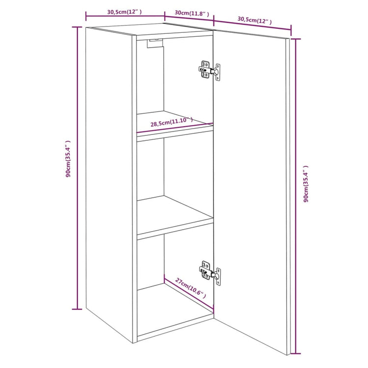 Mobile TV Rovere Fumo 30,5x30x90 cm in Legno Ingegnerizzato