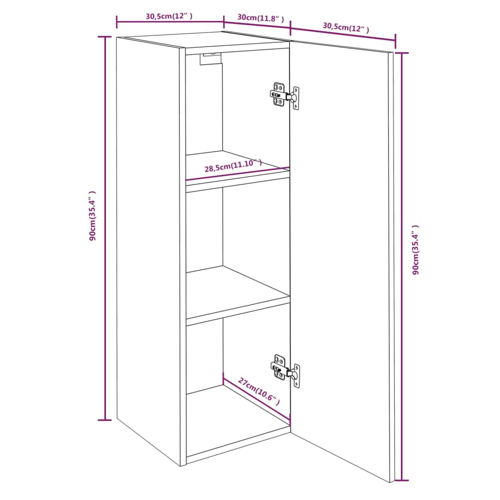 Mobile TV Grigio Sonoma 30,5x30x90 cm in Legno Multistrato